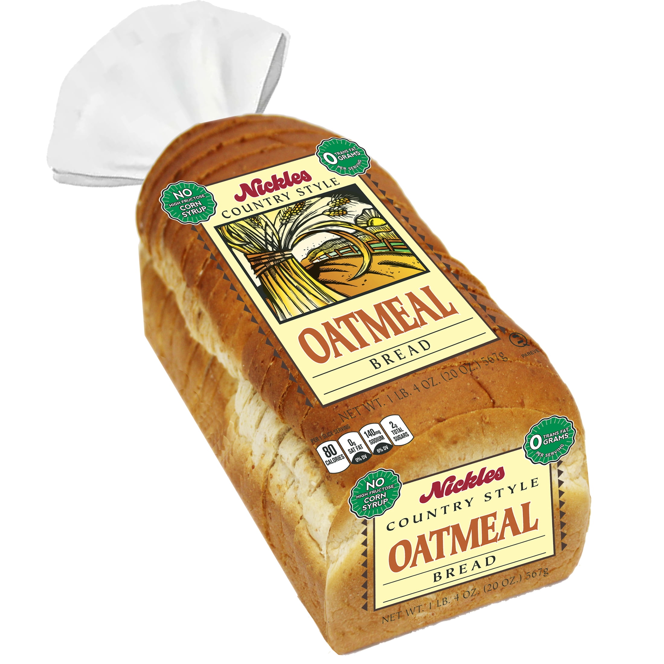 Nickles Bakery Split Top Oatmeal Bread, 20-ounce Loaf.