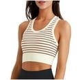 thumbnail image 5 of qolati Sports Bras for Women Seamless Comfortable Striped Mock Neck Longline Padded Yoga Bra Workout Crop Tank Tops with Built in Bra, 5 of 7