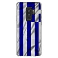 thumbnail image 1 of DistinctInk Clear Shockproof Hybrid Case for Samsung Galaxy S9+ PLUS (6.2" Screen) - TPU Bumper, Acrylic Back, Tempered Glass Screen Protector - Greece Waving Flag, 1 of 5