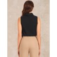 thumbnail image 3 of DARING DIVA Sleeveless Collared Button Down Bodysuit Top M Black, 3 of 6