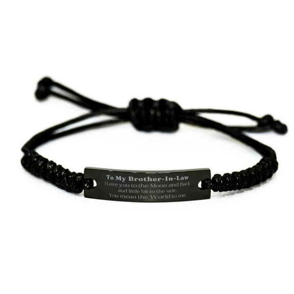To My Brother-In-Law - Engraved Black Rope Bracelet Gift for Birthday, Christmas, and Holidays - Unique and Inspirational Token of Love and Appreciation - Perfect Jewelry for Brother-In-Law