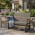 thumbnail image 3 of Poly Lumber Patio Glider, HIPS Material Weather-Resistant Swing Bench for Outdoor Porch Garden (Gray, 2-Seater), 3 of 8