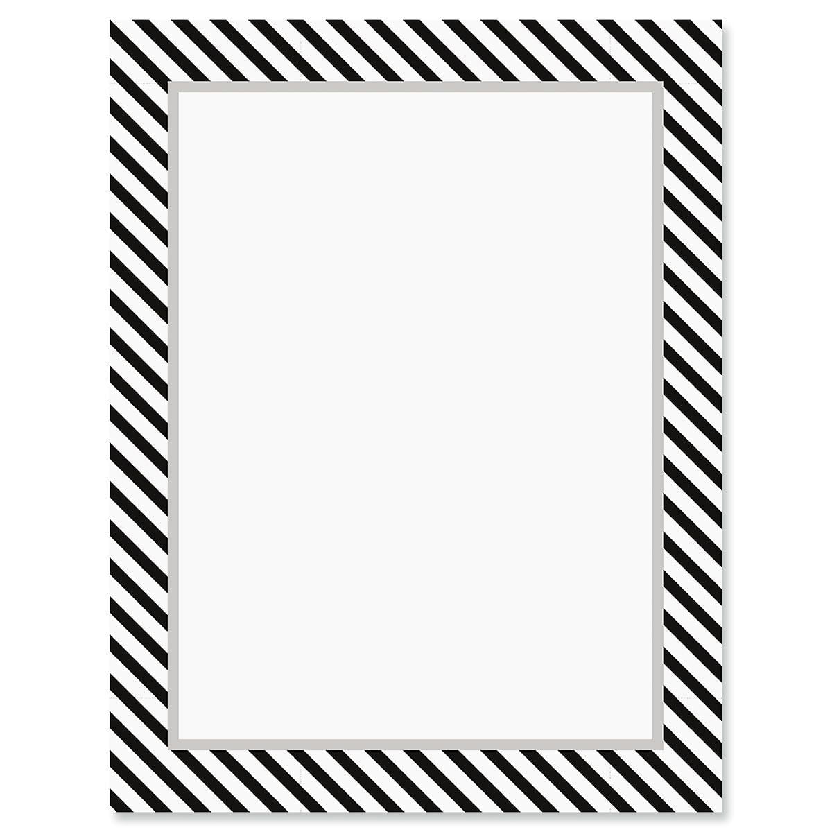 Current Distinguished Black and White Stripe Letter Papers - Set of 25, 8 1/2" x 11"