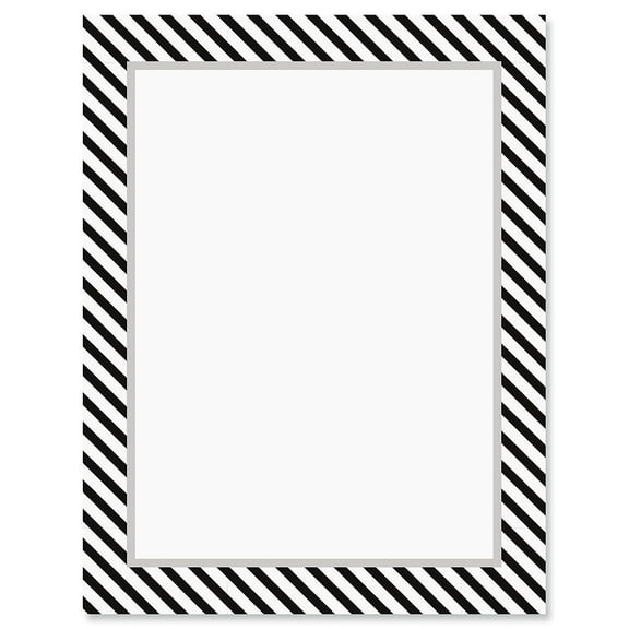 Current Distinguished Black and White Stripe Letter Papers - Set of 25, 8 1/2" x 11"