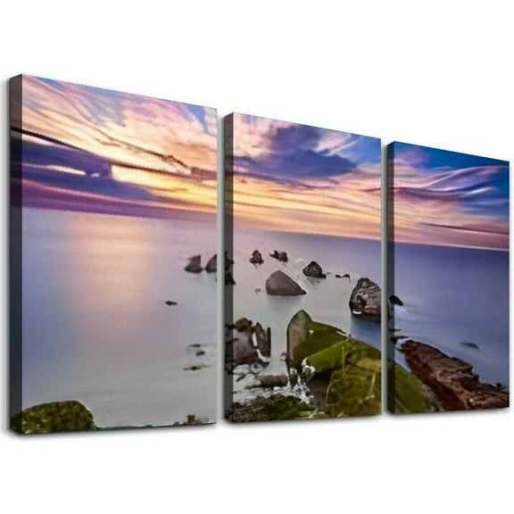 SHANXI Sunrise at Point Canvas Wall Art Bathroom Decor Pictures for Bedroom Wall Decor Above Bed Living Room Wall Decoration Office Artwork 12"x16"x3pcs