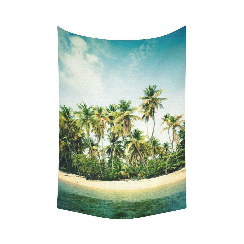 GCKG Tropical Island Seaside Palm Tree Tapestry Wall Hanging Beach Ocean Wall Decor Art for