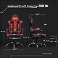 thumbnail image 5 of Alden Design Ergonomic Gaming Chair with Slide Out Footrest, Black/Red, 5 of 12