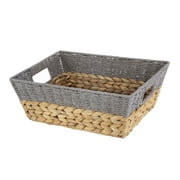 Angle View: Better Homes & Gardens Small Storage Basket with Handles, Gray and Natural