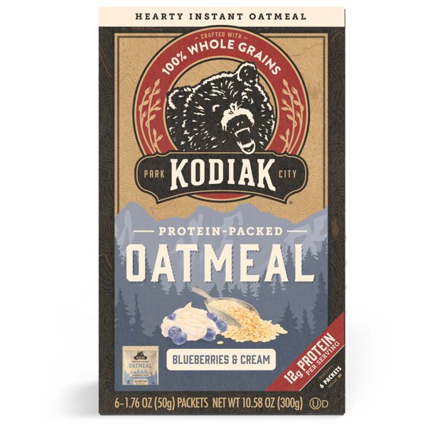 Kodiak ProteinPacked Blueberries and Cream Instant Oatmeal, 1.76 oz, 6