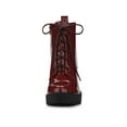 thumbnail image 6 of BLISSFUL STEP Women's Platform Lace Up Block Heel Ankle Combat Boot Burgundy 8, 6 of 7