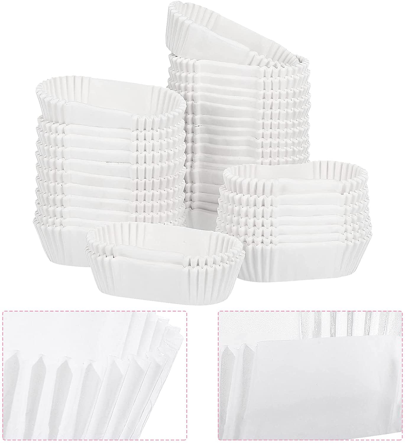 Happon 80 Pcs Baking Cupcake Liners Paper Cups Mini Cup Cake Loaf Pans Oval  Liner for Bread Muffin Papers Bowls Dessert Silicone Disposable 