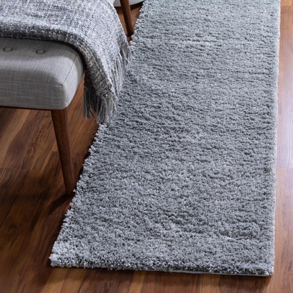 Unique Loom Soft Solid Shag Collection Area Rug - Aras (2' 7" x 10' Runner Cloud Gray)