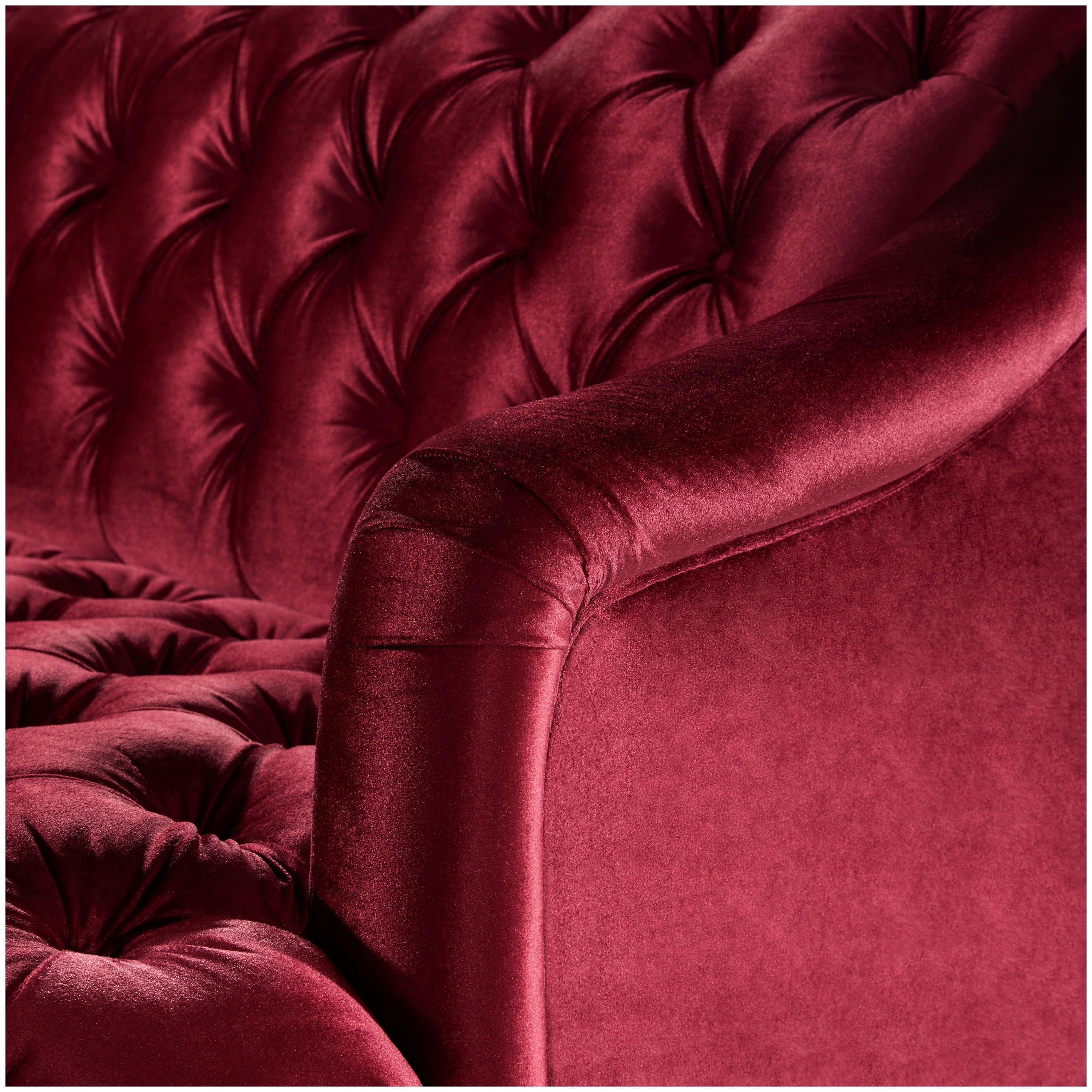 Christopher Knight Home 3-Seat Velvet Tufted Sofa, Contemporary Couch with Curved Wood Legs, Wine Red