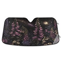 Yayeee Car Windshield Sun Shade Universal Fit Front Visor Protector, Dark Gothic Floral