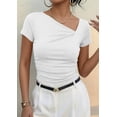 thumbnail image 7 of PRETTYGARDEN Women's Summer Asymmetrical Y2K Tops Trendy Ribbed Short Sleeve Fitted Tee Shirts Spring Fashion Clothing, 7 of 7