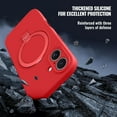 thumbnail image 5 of Dteck Liquid Silicone Case for iPhone 16 Plus, Fit for MagSafe, Magnetic Ring Kickstand Slim Phone Case with Tempered Glass Screen Protector Full Camera Protection,Red, 5 of 6