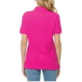thumbnail image 3 of Basico Fuchsia Polo Collared Shirts For Women 100% Cotton Short Sleeve Golf Polo Shirts For Women and Juniors, 3 of 6