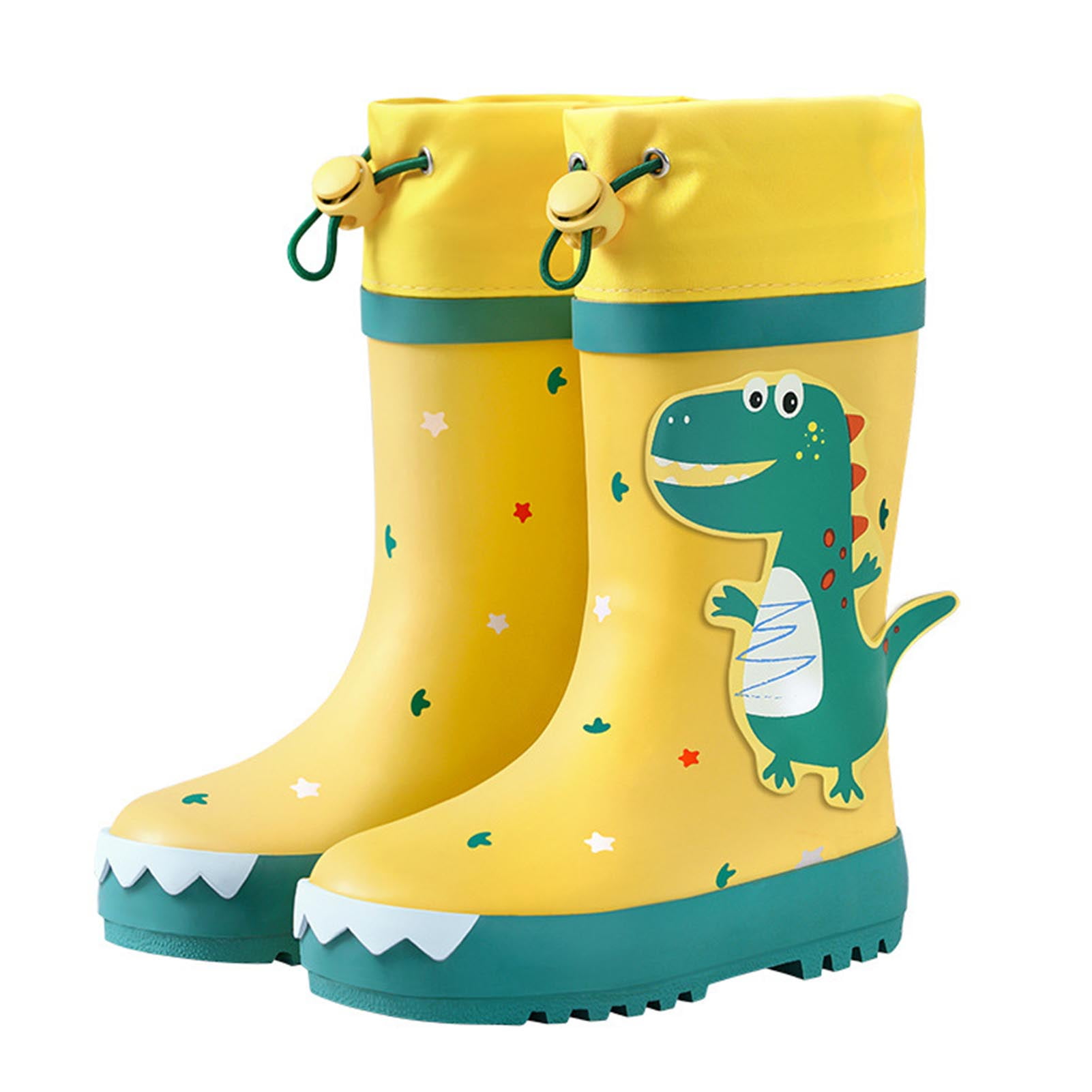 Kids Rain Boots Slip Resistant Cartoon Dinosaur Waterproof Rubber Children Tall Rain Shoes for Boys Girls Yellow and Green Dinosaur 26 Walmart