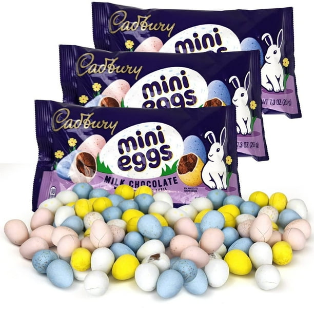 Cadbury Mini Eggs Easter Chocolates– 3-Pack Chocolate Milk Candy Bags for Kids, Holidays, Dessert Decorating – Premium Easter Candy Bulk Covered with Sugar Shells – Delicious Creamy Taste(7.