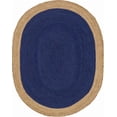 thumbnail image 2 of 6x9 Ft Oval Navy Blue Jute Area Rug, Hand-Woven, Farmhouse Boho Style, Durable & Pet-Friendly Rug for Living Room, Dining Room, and Bedroom, 2 of 5
