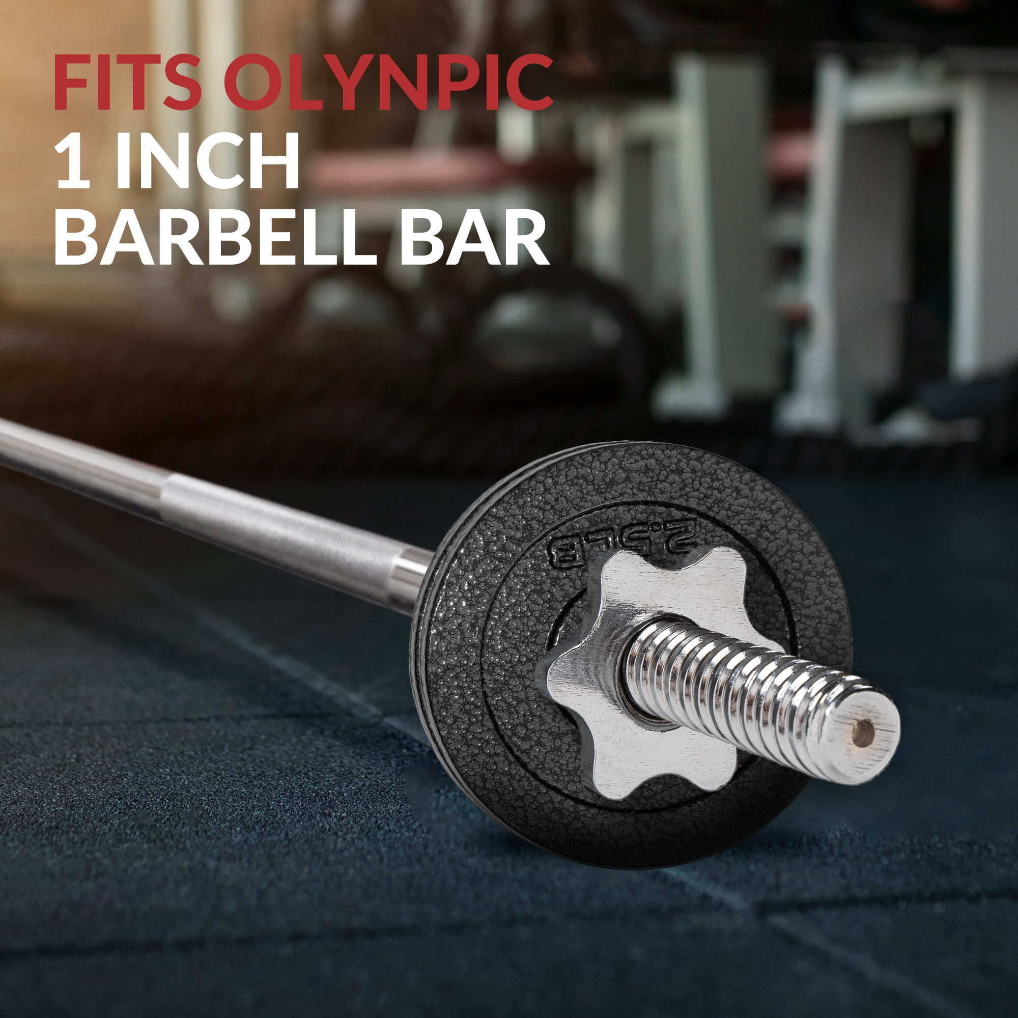 BalanceFrom 1-Inch Standard Cast Iron Weight Plate Set，with 5FT Bar and Star Locks，Multiple Weight Options，for Home Gym Strength Training