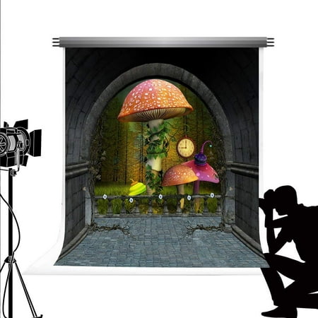 Image of ABPHOTO Polyester Fairy Tale Photography Background Cartoon Mushroom Arch Photo Backdrop Fotostudio Achtergrond Studio Fond Photos 5x7ft