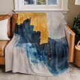thumbnail image 2 of Minimalist Style Flannel Blanket for Bed,Travel and Camping, Modernism Blue Gold Collage Art Super Soft Cozy Blanket for All Seasons 60"x80", 2 of 7