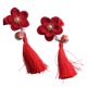 thumbnail image 5 of FELTECHELECTR 1 par de pinzas para el pelo con forma de flor y campana de pato para niñas, con borlas, accesorios chinos para el cabello (rojo), 5 of 6