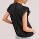 thumbnail image 4 of Slatcetga Tops con Cuello en V para Mujer, Tops Informales de satén de Color Puro con Volantes de Encaje para Fiestas, Compras, Viajes, Viajes al Aire Libre, Negro M, 4 of 6