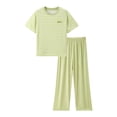 thumbnail image 2 of Cethrio Boys' Pajama Sets Short Sleeve, Casual Knitted 2 Piece Summer Boys' Sleepwear Green Size 9-10 T, 2 of 7