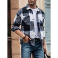 thumbnail image 6 of Liacowi Men's Autumn Winter Casual Shirts Long Sleeve Lapel Plaid Button Shirts Fashion Loose Fit Outwear, 6 of 8