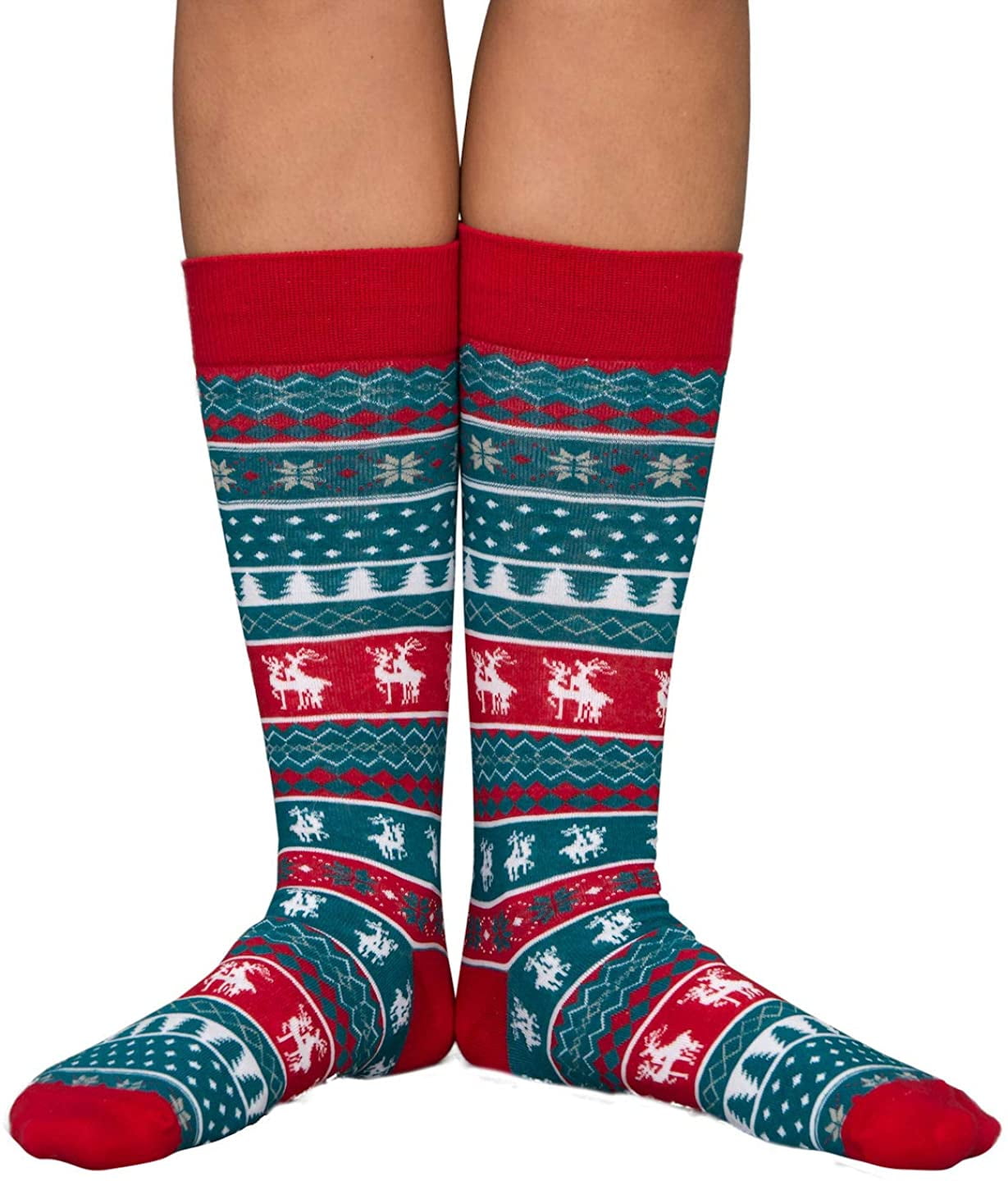 Humping Reindeer Adult Ugly Christmas Socks Blue and Red - Walmart.com