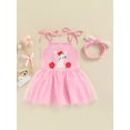 thumbnail image 2 of Gzhioc Baby Girl Dress, Cartoon Bunny Embroidered Double Side Strap Sling Dress + Knotted Bunny Ears Headband, 2 of 9