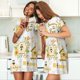 thumbnail image 4 of Easygdp Farm Bee Cute Honey Camisón de manga corta para mujer, informal, estampado, 4 of 6
