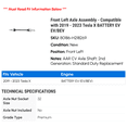 thumbnail image 2 of Front Left Axle Assembly - Compatible with 2019 - 2023 Tesla X BATTERY EV EV/BEV 2020 2021 2022, 2 of 2