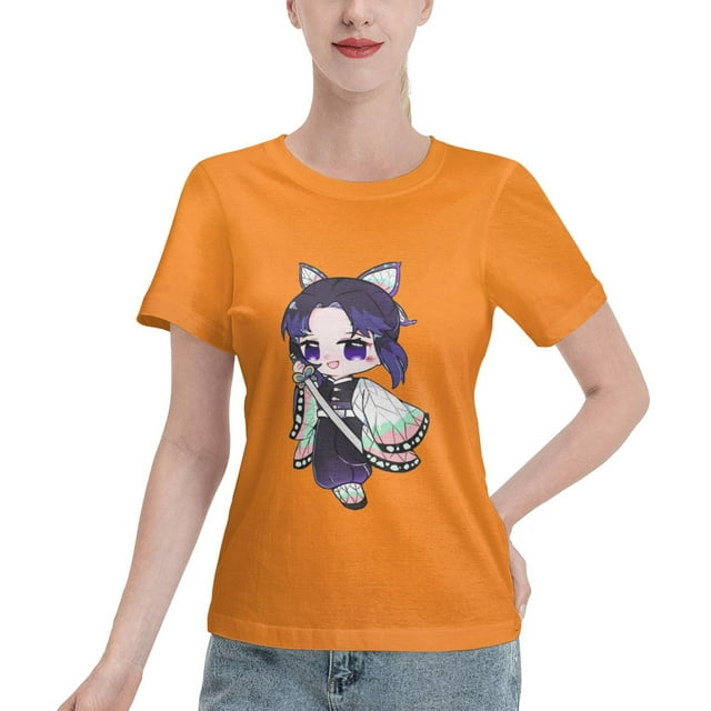 T-Shirt Basique à Manches Courtes pour Femmes Demon Slayer Ninja Papillon