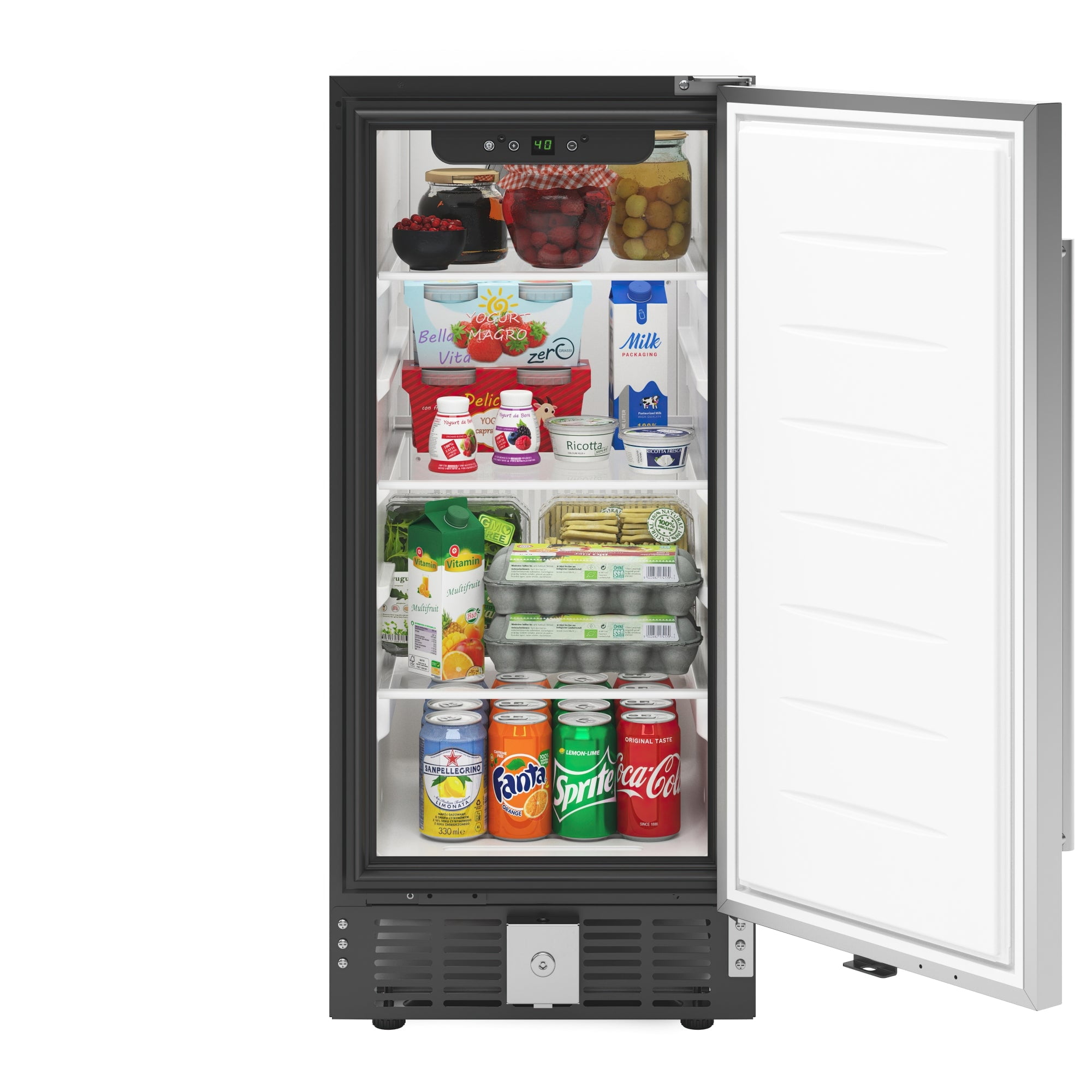 15 in. Small Stainless Steel Built-In Refrigerator and Beverage Cooler, 3 cu. ft. - KM-BIR3C-SS.