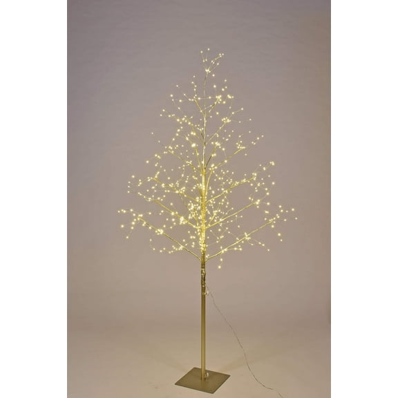 6' Warm White LED Gold Branch Tree