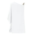 thumbnail image 6 of Boho Dress for Women One Shoulder Half Bat Sleeve Solid Loose Metal Strap Swing Maxi Dress White XL, 6 of 6