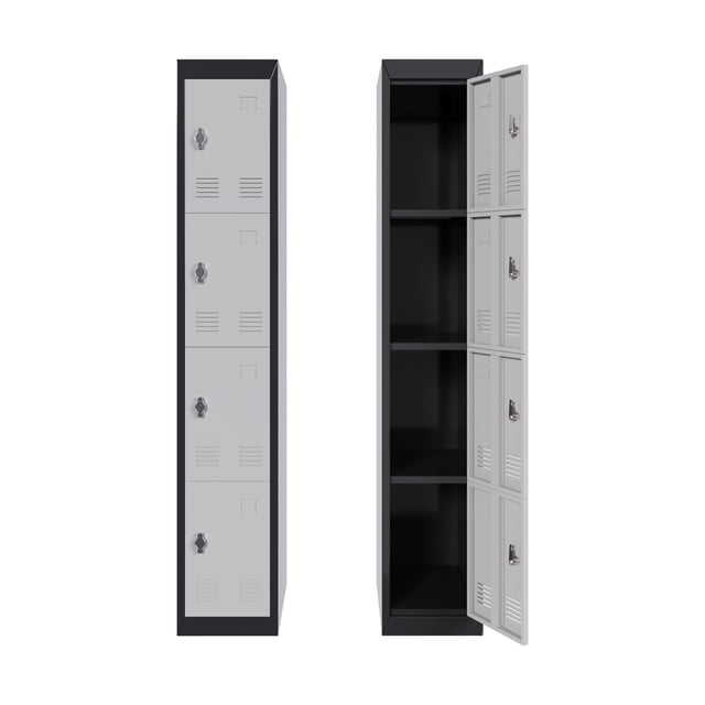Garvee Four-Door Metal Storage Locker with 3 Shelves for Schools, Offices,Gyms,Homes,Grey