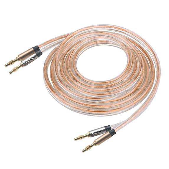LINLIN Speaker Banana Cable, Speaker Wire with Dual Gold Plated Plug Tips, Transparent PVC Oxygen-Free Copper Construction