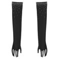 thumbnail image 6 of Choomomo Girls Sequin Fringed Dresses Tassel Skirted Leotard Latin Dance Outfits with Gloves Party Bodysuit Black 16, 6 of 7