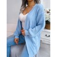 thumbnail image 4 of Mujer Suéter De Manga Larga Cárdigan Manga Larga Frente Abierto Cable Twist Knit Outwear Azul M, 4 of 7