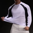 thumbnail image 5 of LNWUY Men's Long Sleeve Athletic Shirts Casual Crew Neck Stretch Fit Pullover Color Block Workout Stylish Spring Summer Clothes White L, 5 of 5