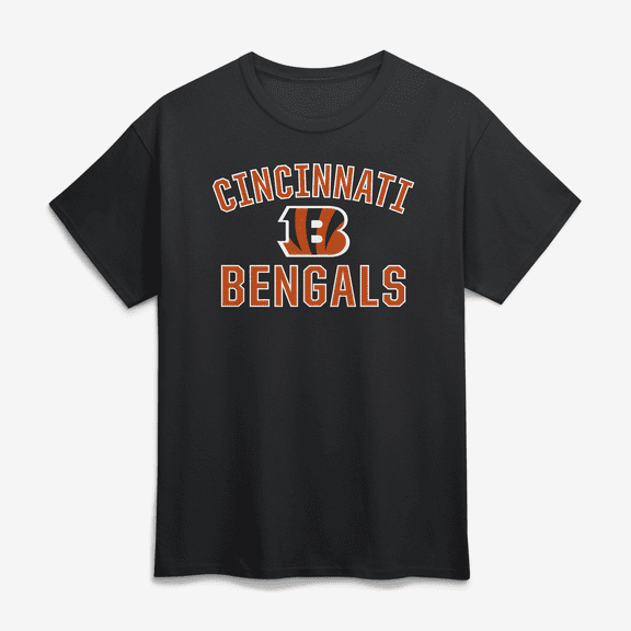 Men's Logo Athletic Black Cincinnati Bengals Cotton Victory Arch T-Shirt