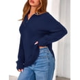 thumbnail image 3 of Suéter PRETTYGARDEN Mujer Cuello en V con Media Cierre Azul Marino XXL, 3 of 8