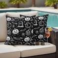 thumbnail image 4 of Black Pumpkin Halloween Outdoor Waterproof Pillow Covers, Retro Art Web Gravestone Animals Decorative Square Throw Pillowcase Sofa Cushion Sham for Patio/Couch/Chair, 16"x16" 2 Pack, 4 of 8