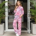thumbnail image 3 of Yuyamidu Women's Lounge Sets Loungewear Matching Sweatsuit Tracksuits 2 Piece Outfits Pink Leopard Print Long Sleeve Sweatshirt Wide Leg Drawstring Sweatpants Travel Exercising Gym Clothes Set, 3 of 7