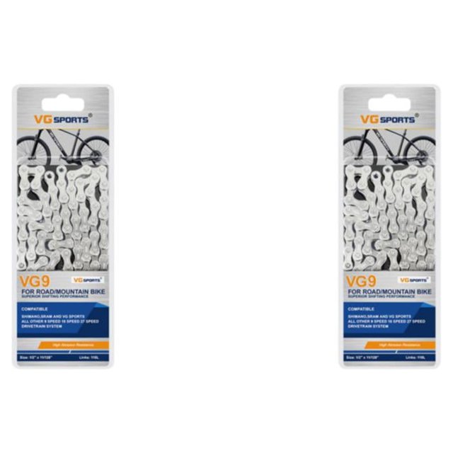 maskred Carbon Steel Easy To Install Wide Compatibility Bike Chain For Mountain And Road Bikes Stylish silver 9 Speed 2Set