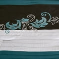 thumbnail image 4 of Chezmoi Collection 7-Piece Luxury Floral Leaves Embroidery Comforter Set, Queen, Teal/Black/Gray, 4 of 9